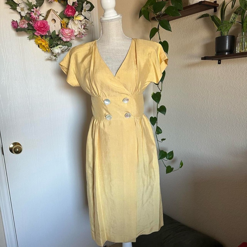 Vintage A.J. Bari Yellow Midi Dress